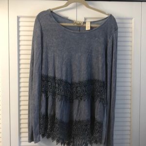 Blue thermal with lace like accents!